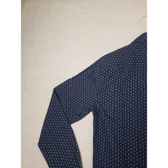 Sovereign Code Men Shirt Small Blue Paisley Poly Blend Long Sleeve Button Up - Picture 11 of 16